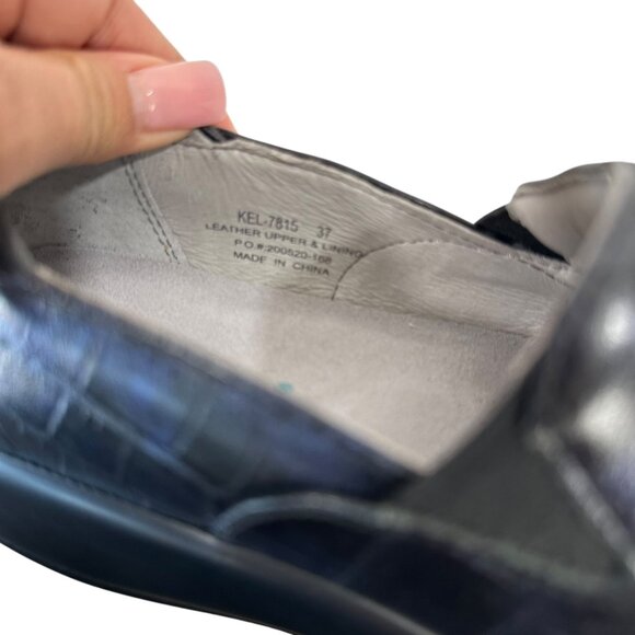 Alegria Leather Slip-On Shoes SZ 37 Black Croc Pattern Comfy Professional Clogs - Picture 6 of 13